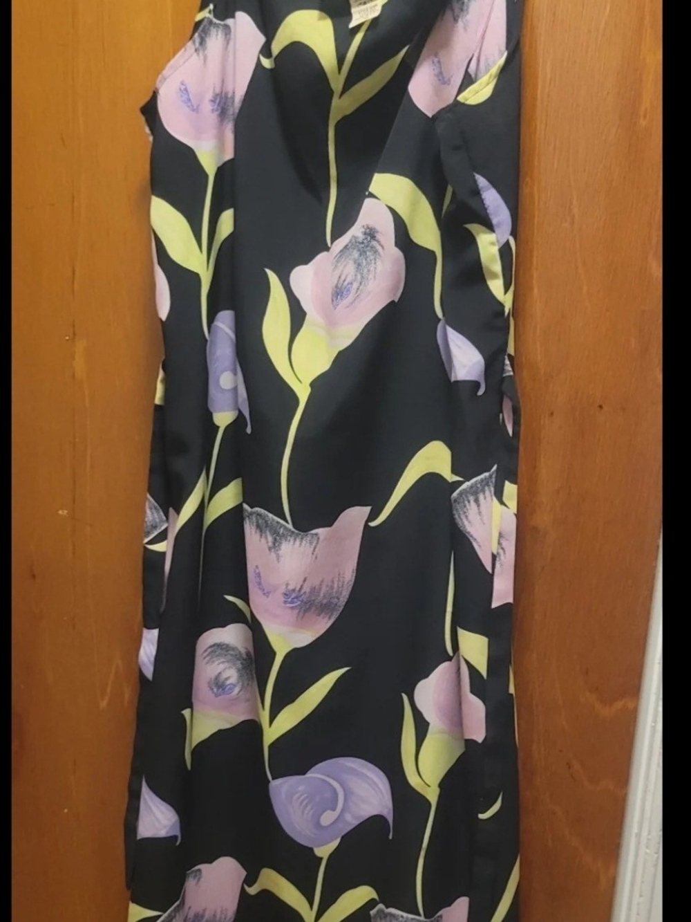 Top Secret Black Dress with Yellow and Pink Floral Accents